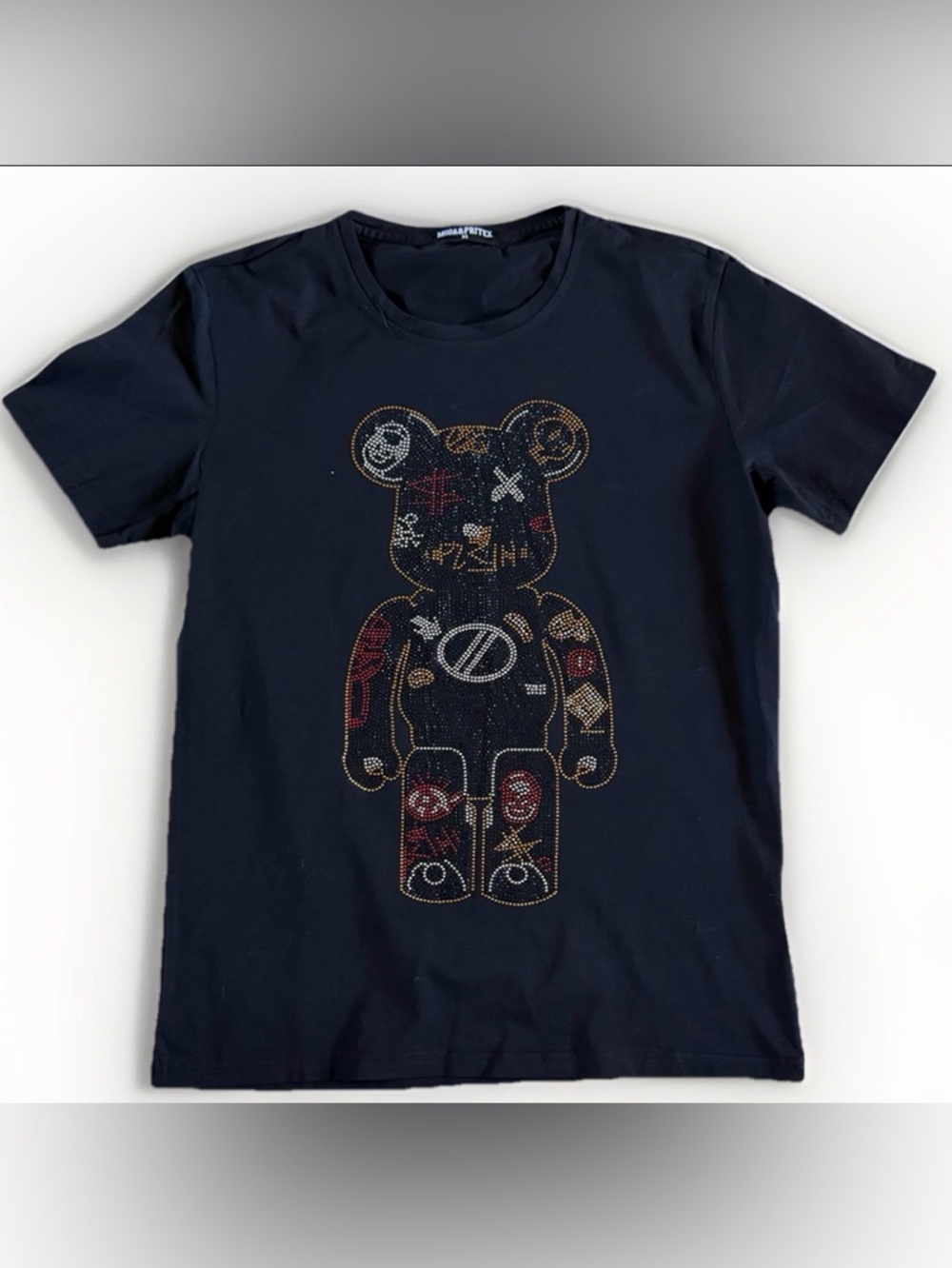 Rhinestone Bear Graphic Tee Bling Designer Style Black XL
